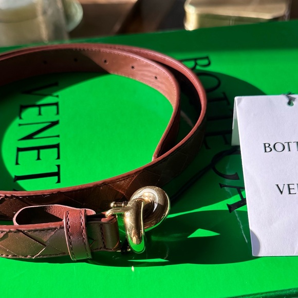 BOTTEGA VENETA Intrecciato Knot Belt Calfskin Sapele Brown 90cm NEW IN BOX $850 main image 6
